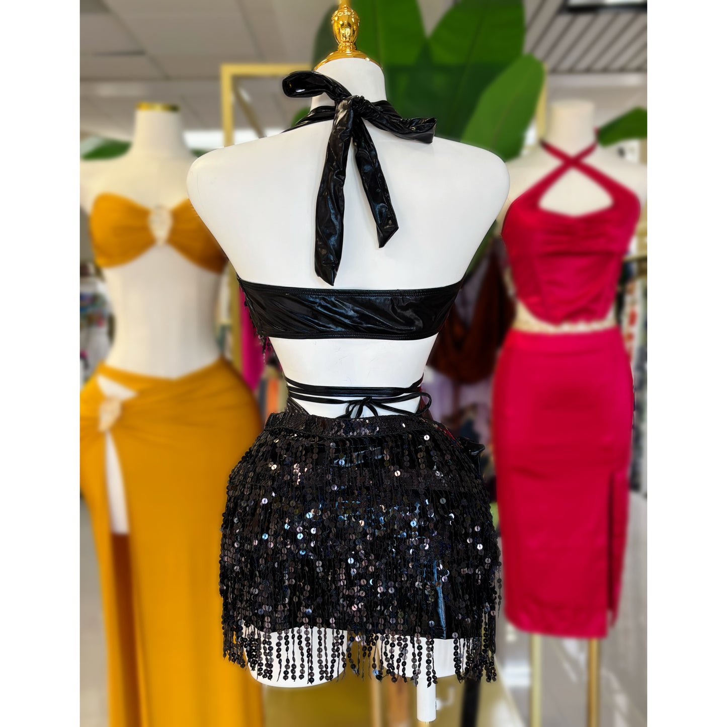 Thalia Sequin Set (Rosa/Negro)