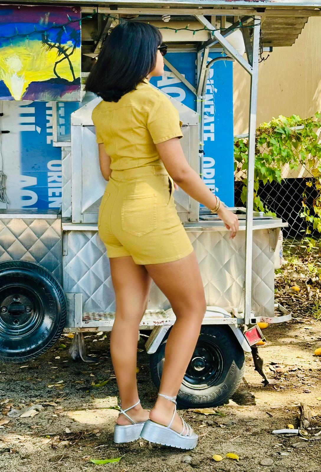 Jessy Yellow Denim Romper