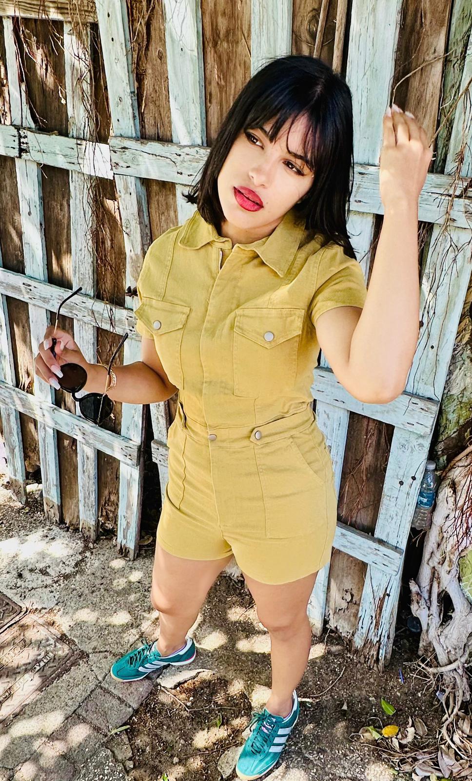 Jessy Yellow Denim Romper