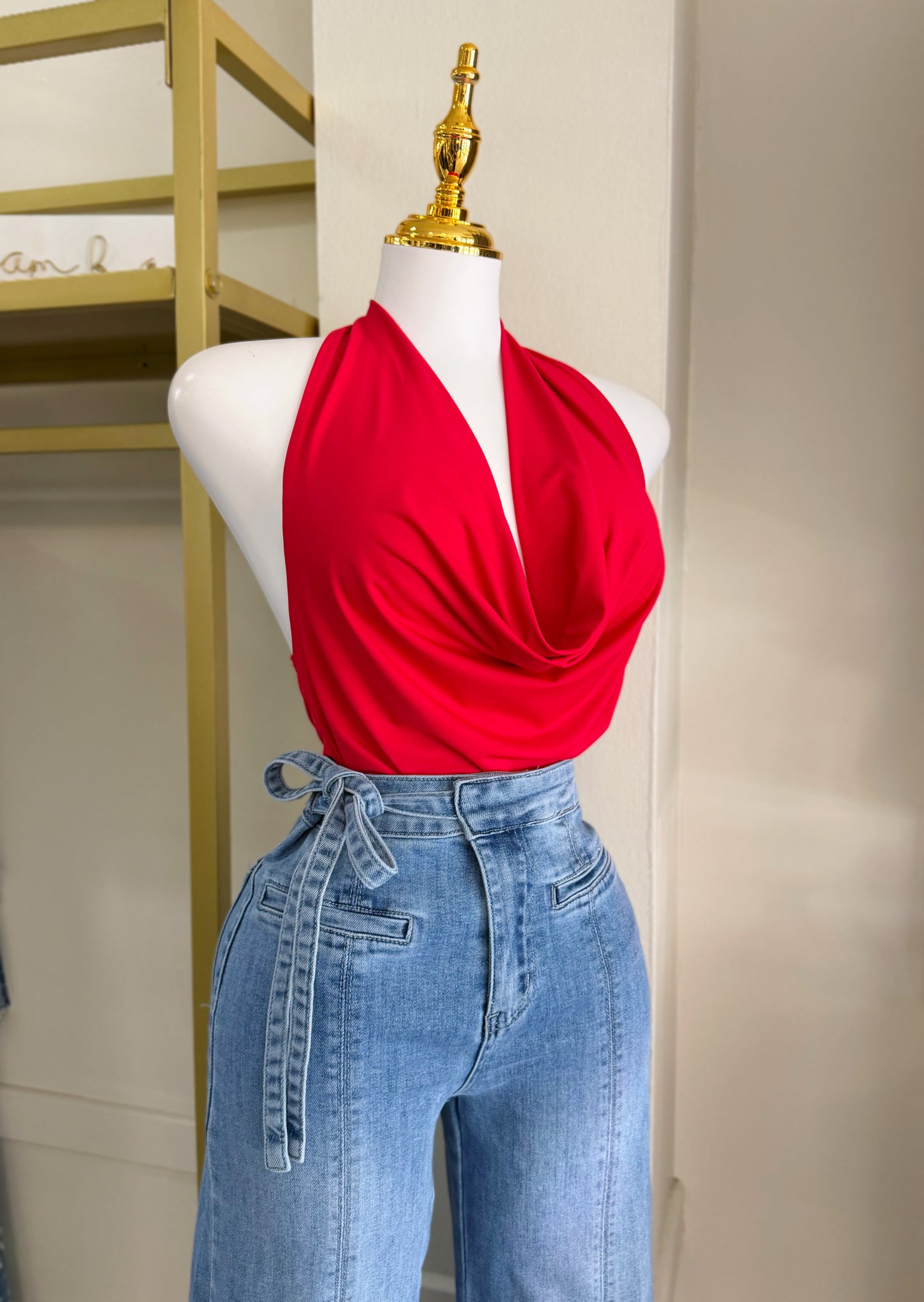 Paula Back Detail Top (Red)