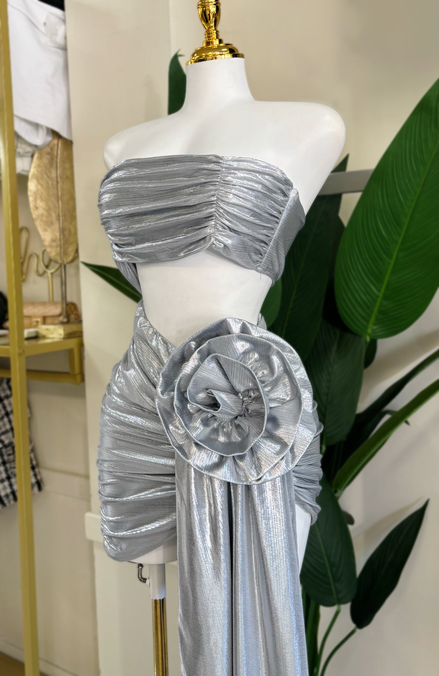 Valeria Metallic Flower Dress