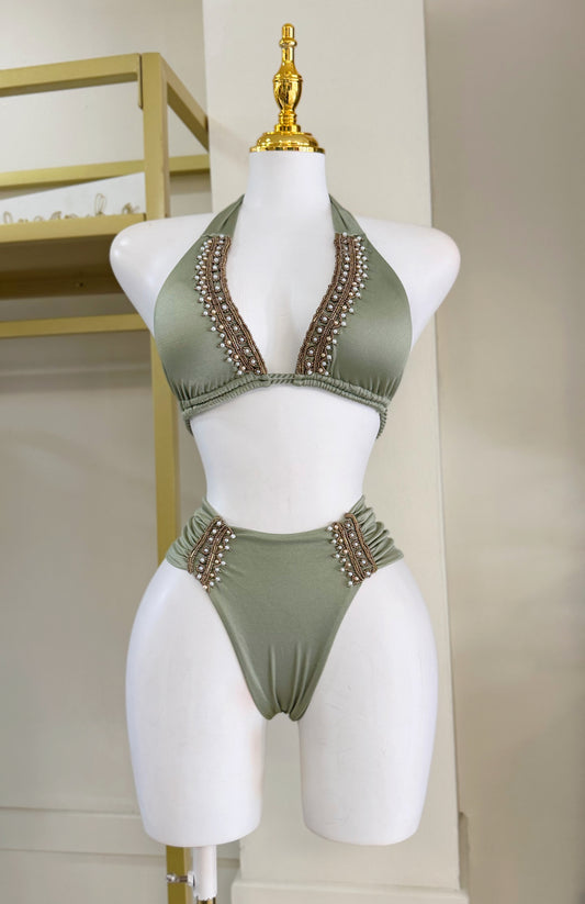 Capri 2 Pieces Swimwear (Sage/Dorado/Crema)