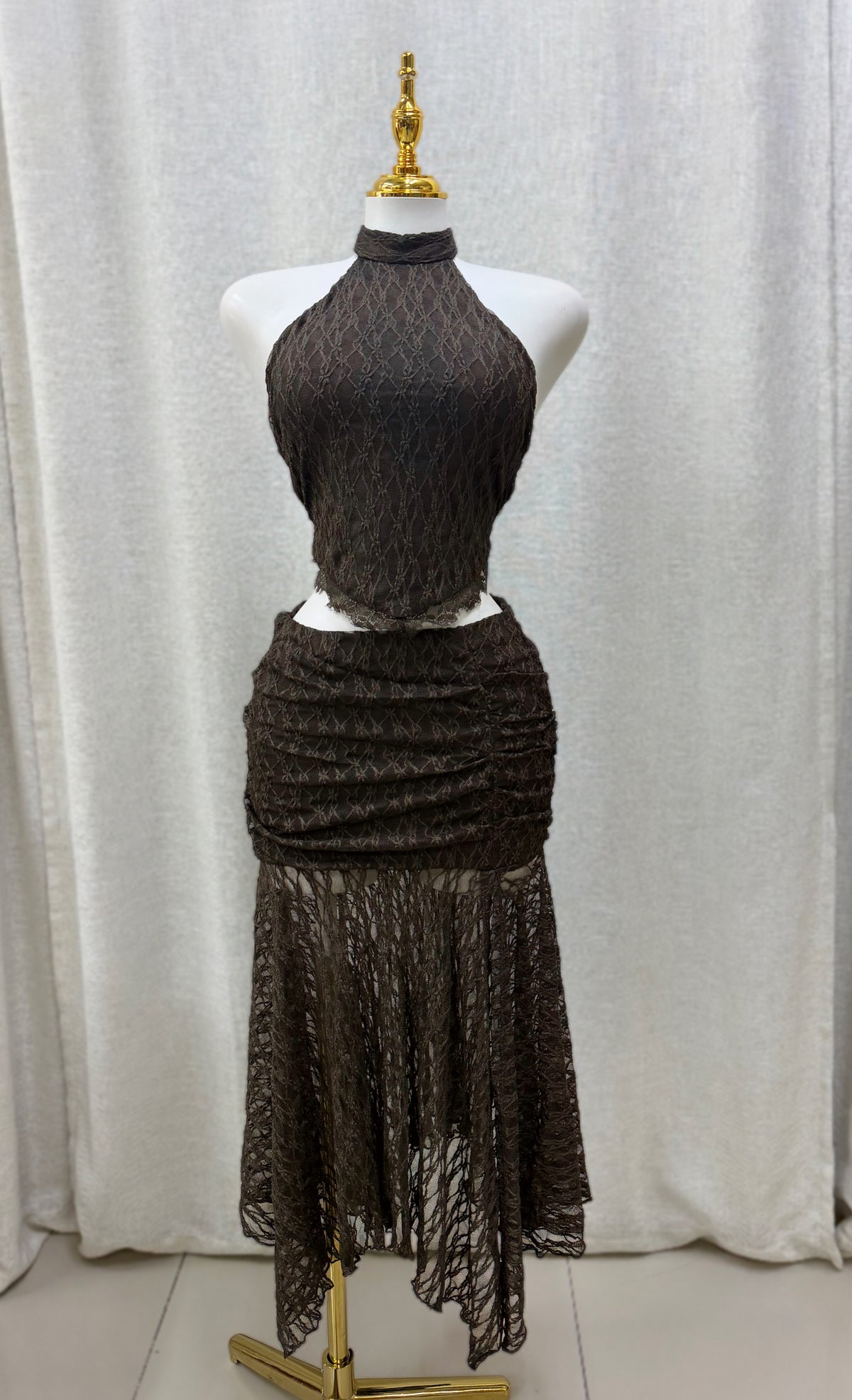 Zully Lace Skirt Set (Chocolate)