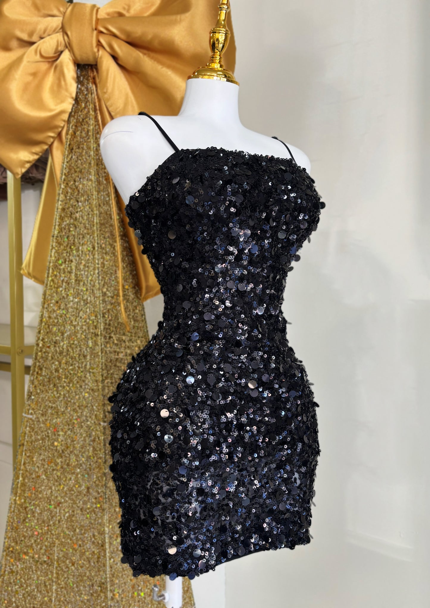 Elena Sequin Short Dress (Black)