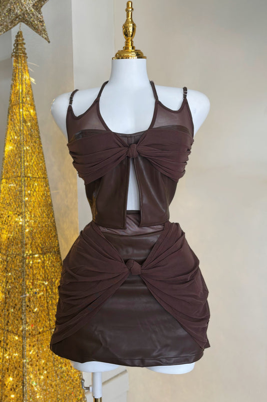 Elena Leather Skirt Set