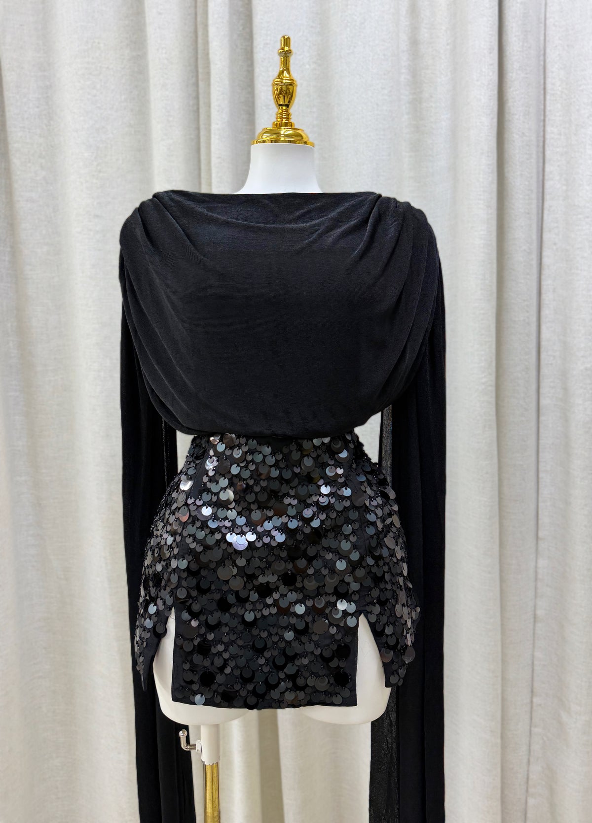 Noir Sequin Skort