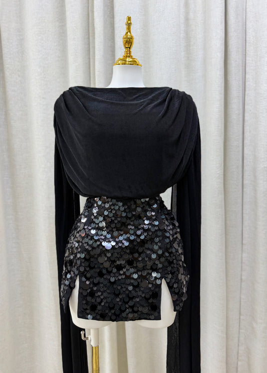 Noir Sequin Skort
