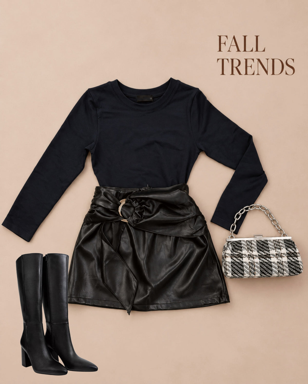 Charlotte Leather Skirt (Black)