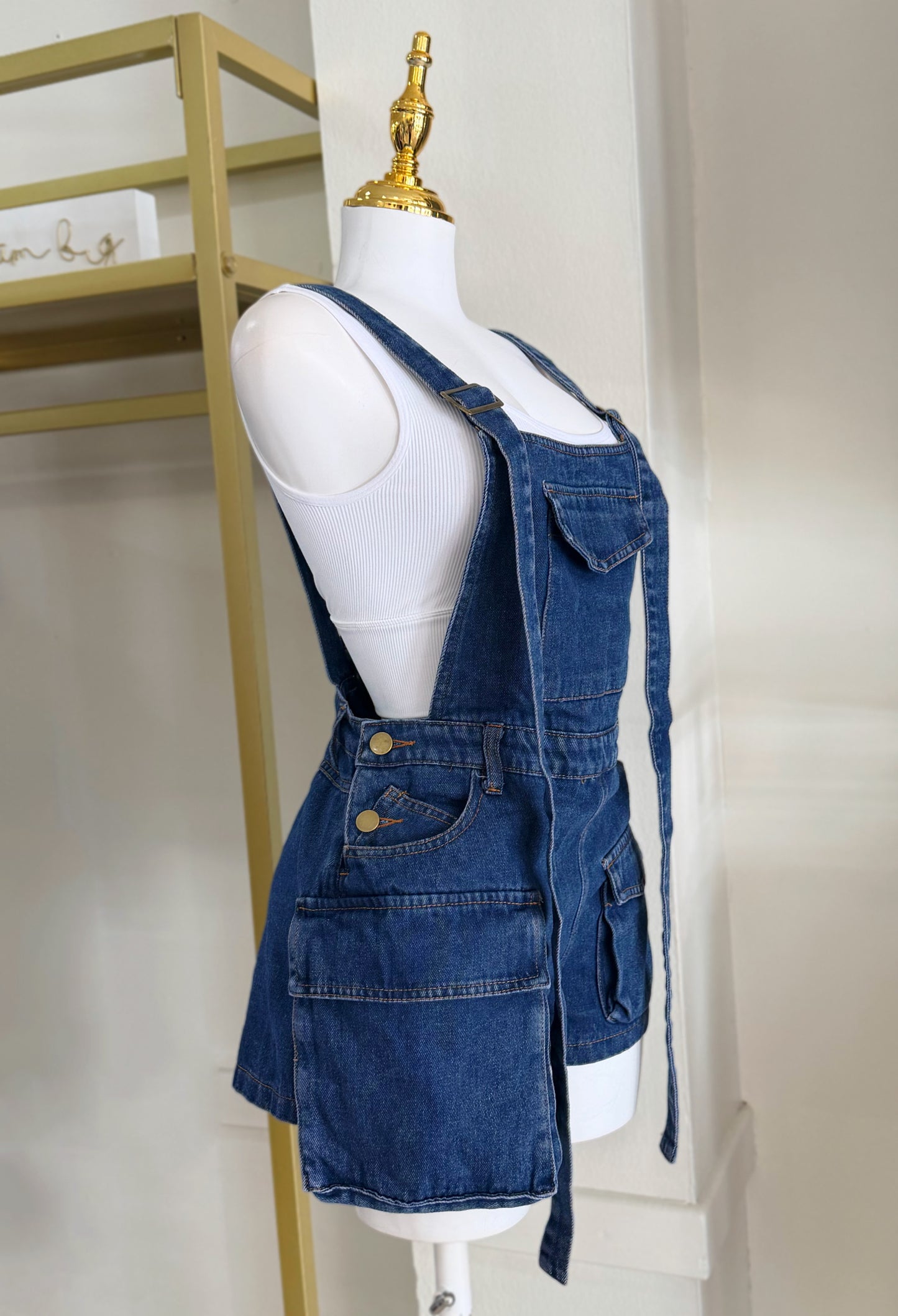 Leira Denim Short Overall