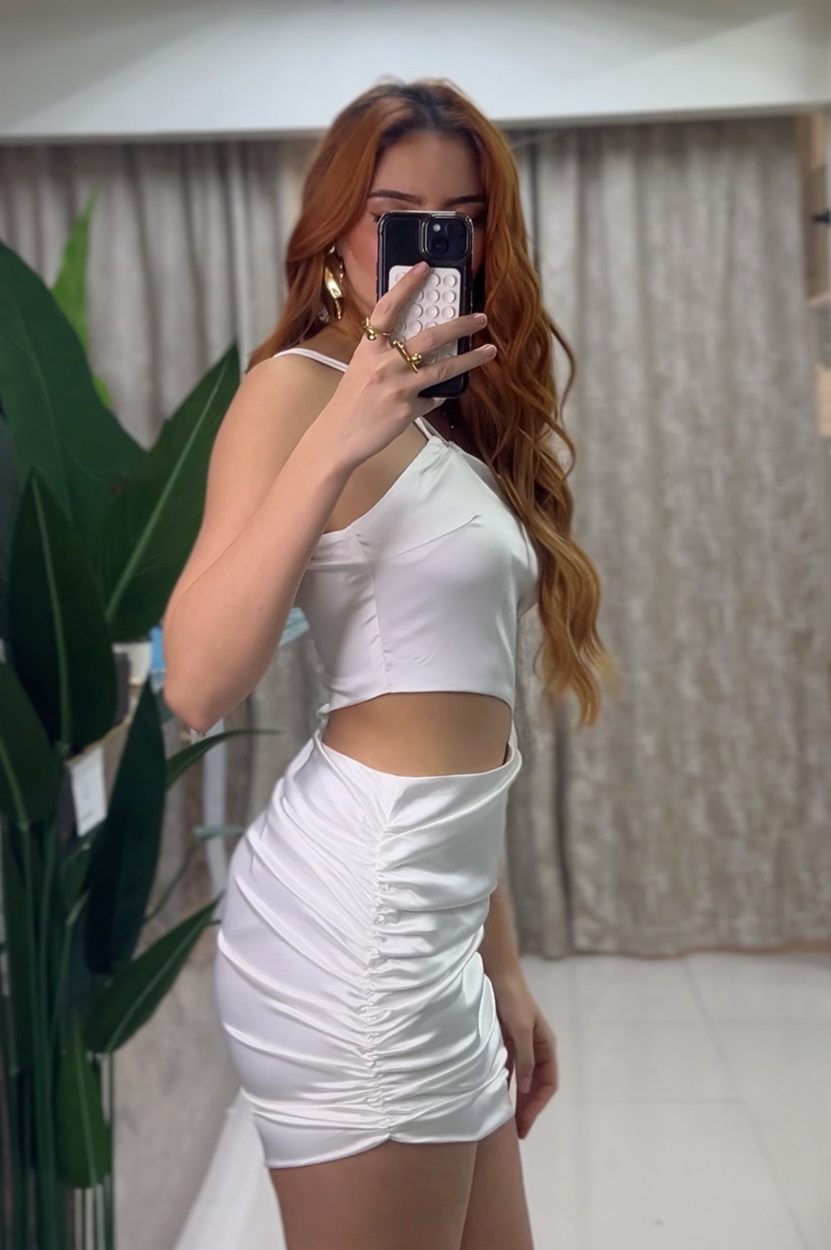 Olivia White Satin Dress