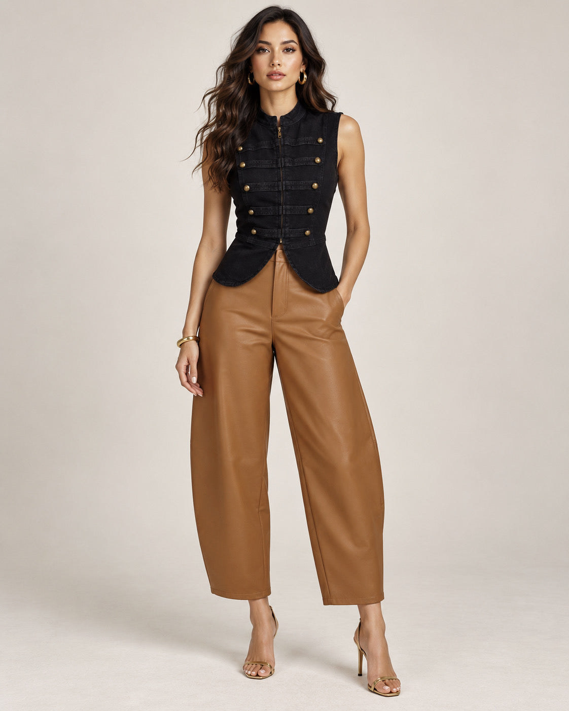 Carlotta Leather Barrel Pant