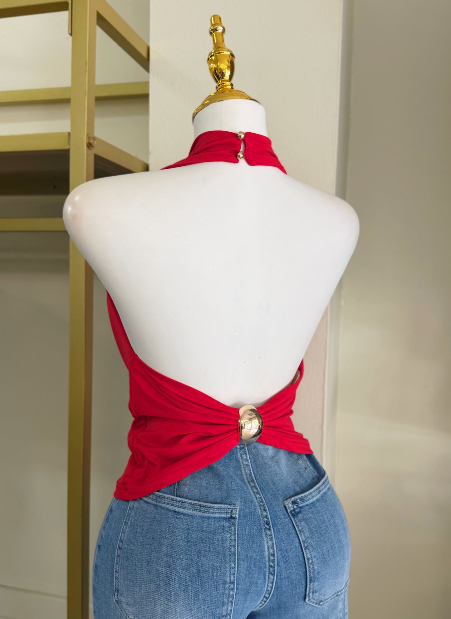Paula Back Detail Top (Red)