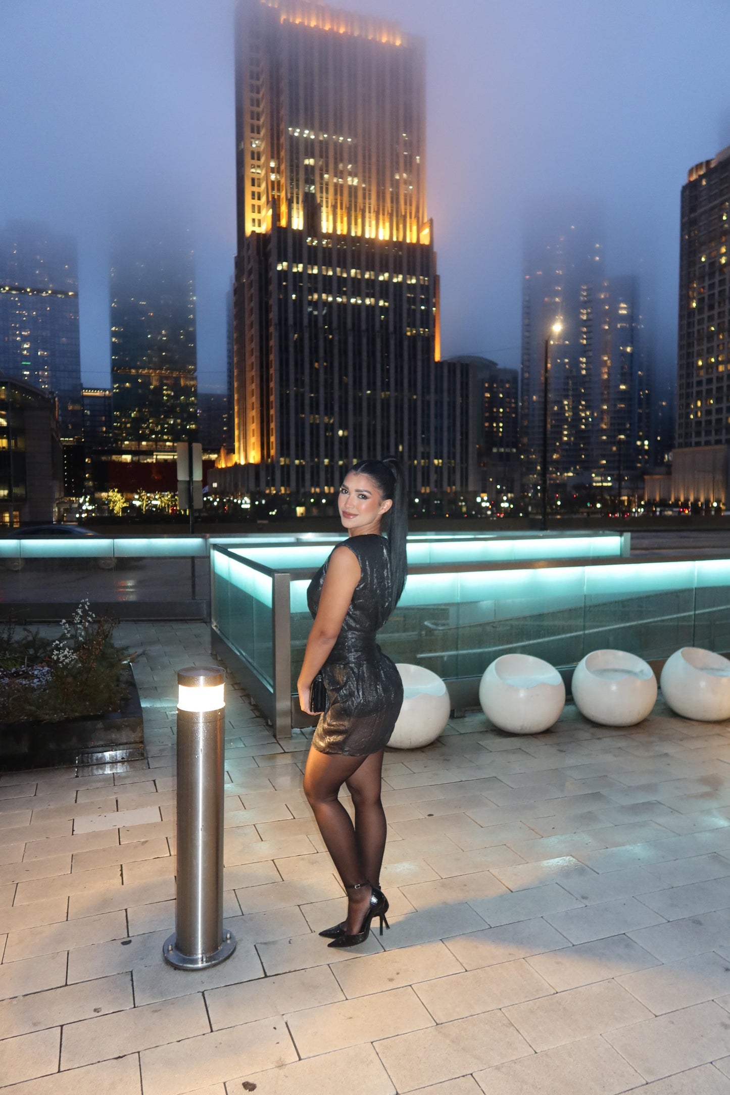 Elena Metallic Short Dress