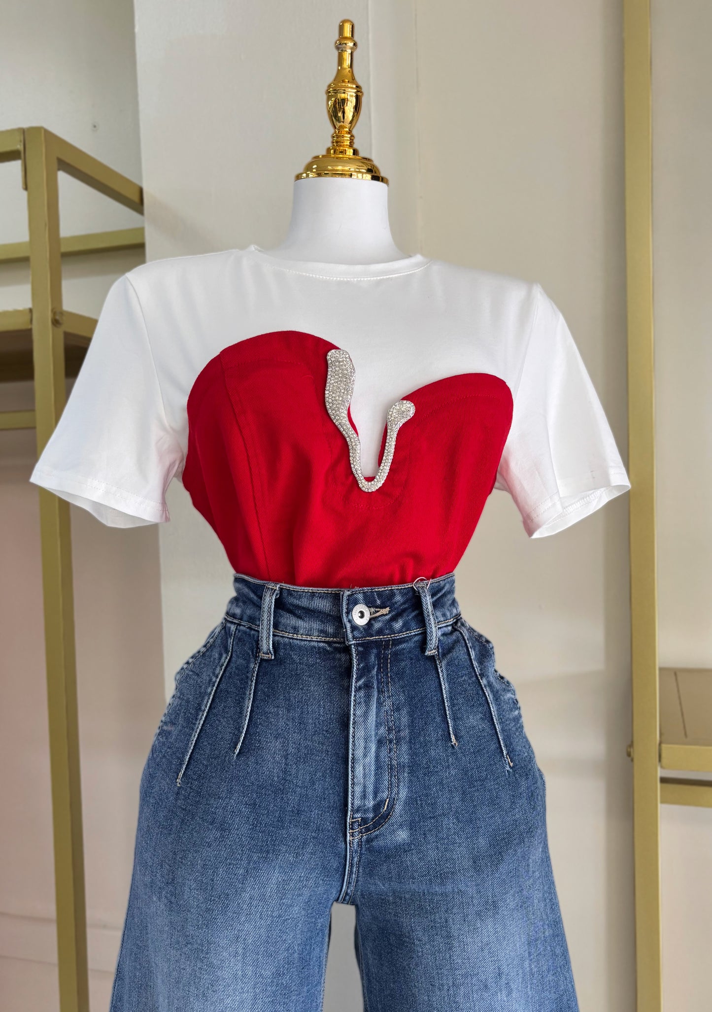 Valentina Red Detail Tshirt