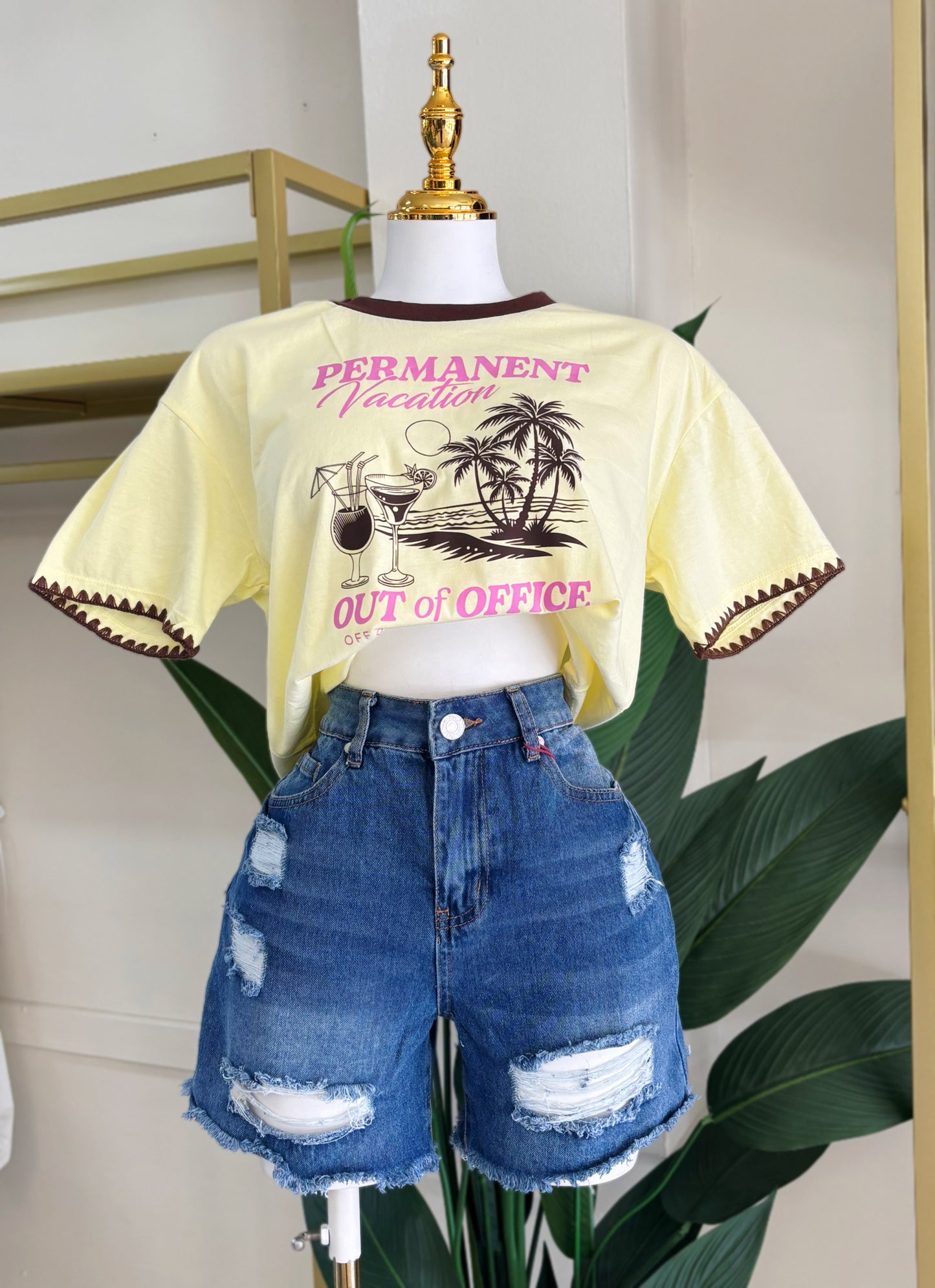 Fabianna Graphic Tee (Yellow/Brown)
