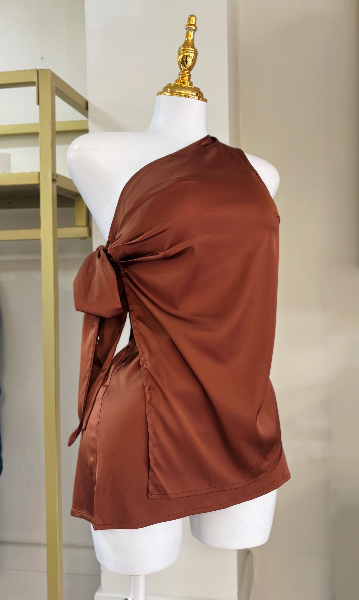 Mariela Satin Skirt Set (Brown/Negro)