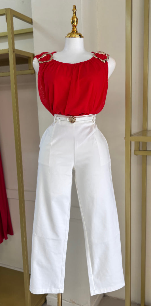Selena Petite Offine Pant (Blanco)