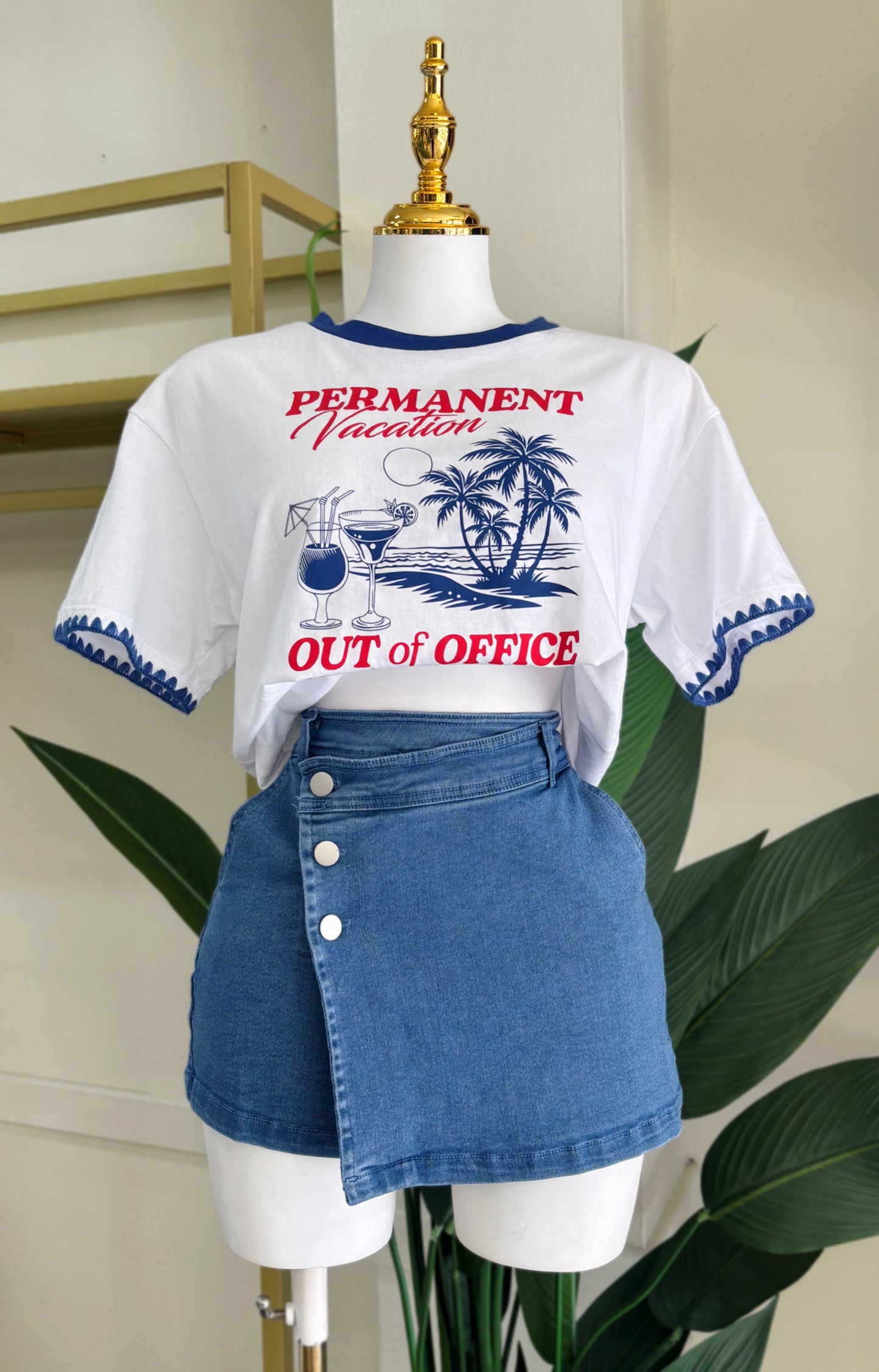 Fabianna Graphic Tee (White/Navy)
