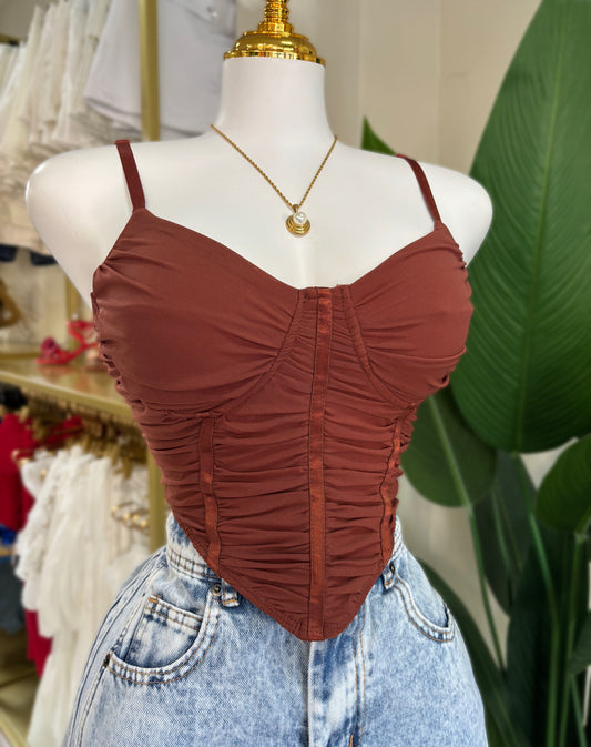 Angela Crop Top (Mocha/Negro)
