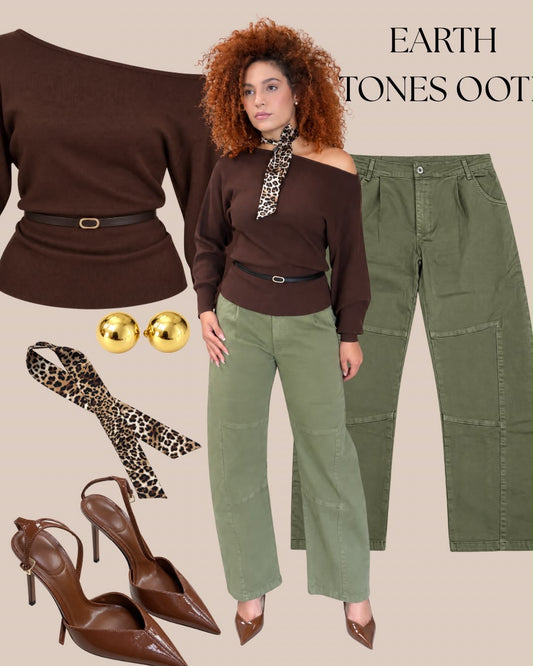 Asia Olive Barrel Jean (Incluye Banda Leopardo)