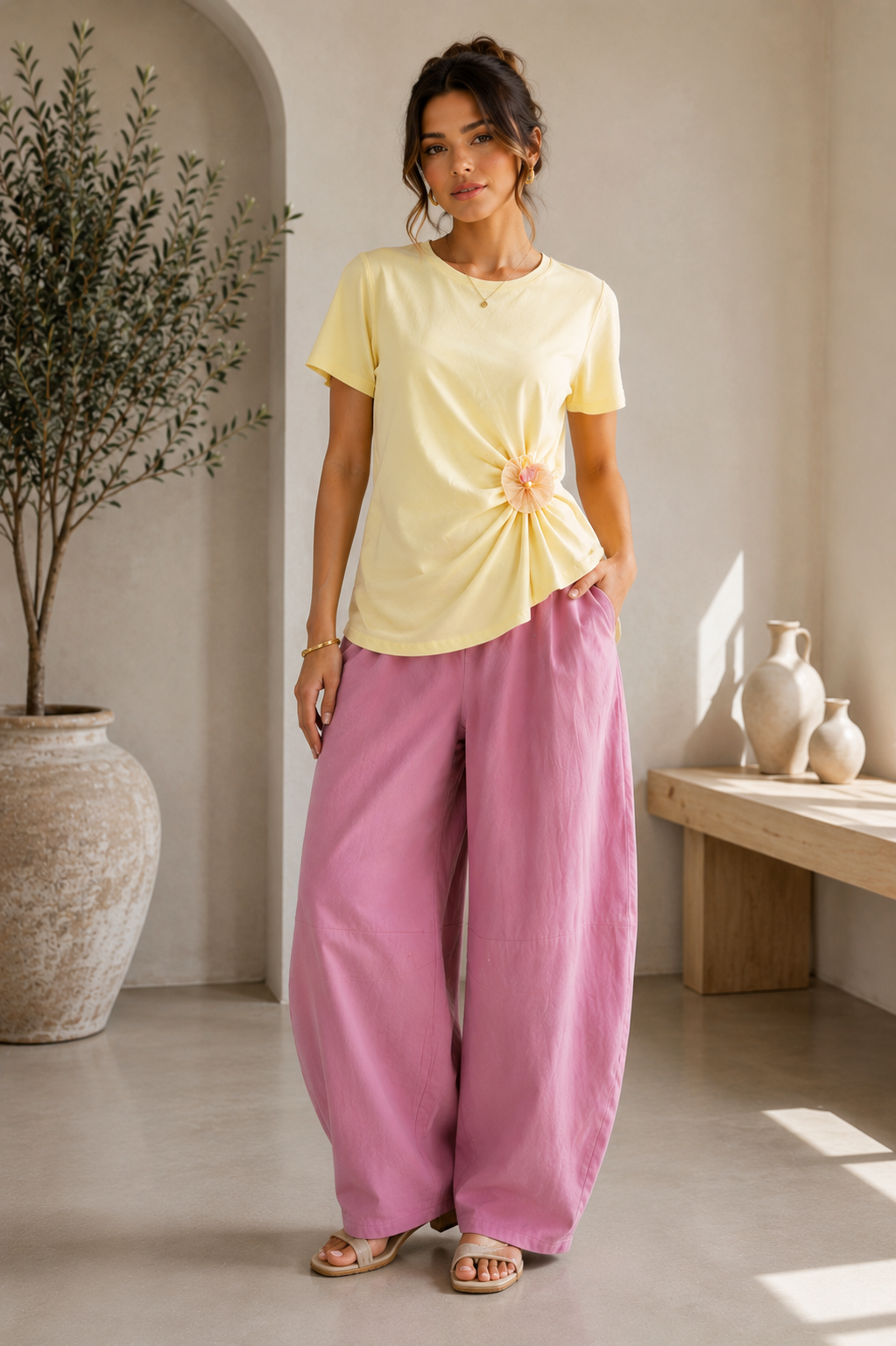 Laiza Orchid Detail Tshirt (Yellow)