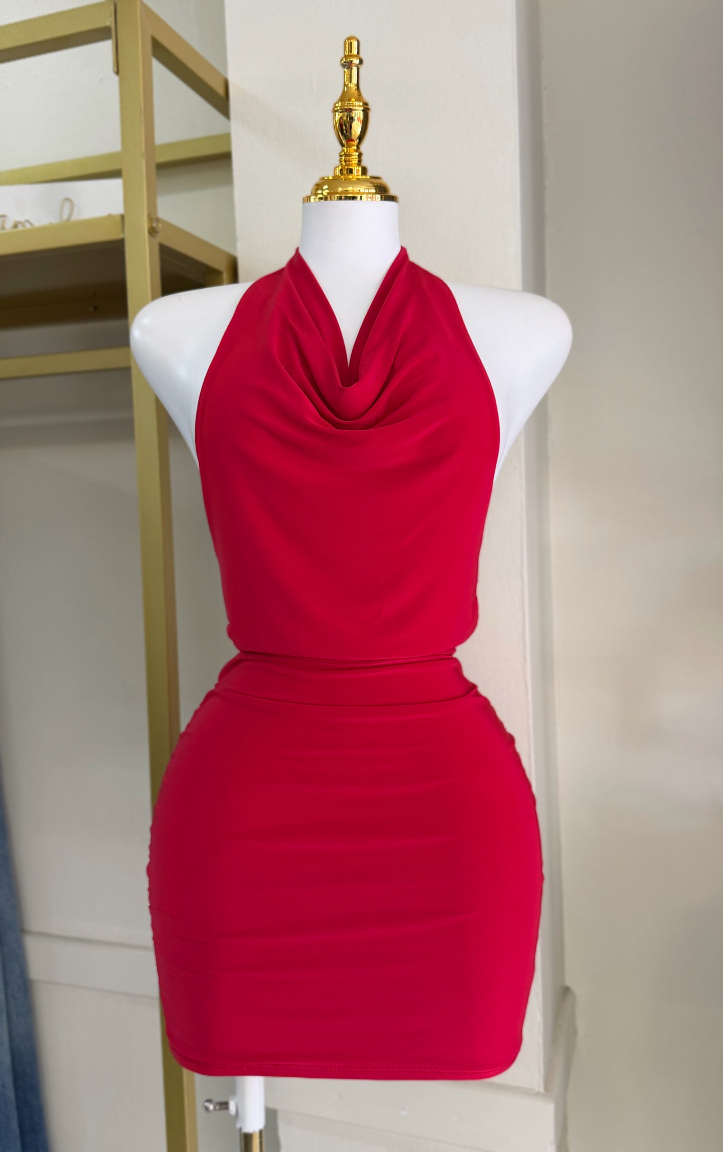 Aurora Red Halter Dress