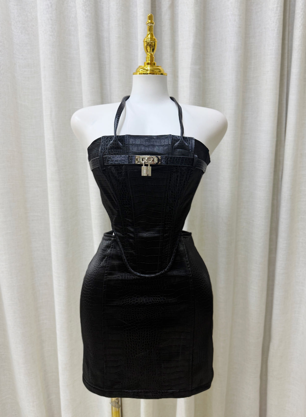 Zahara Croc Dress (Black)