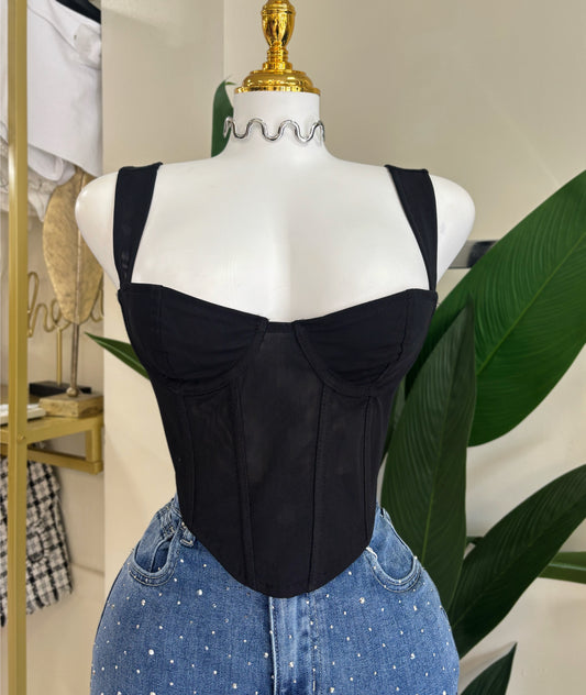 Britney Black Corset (Corre pequeño)
