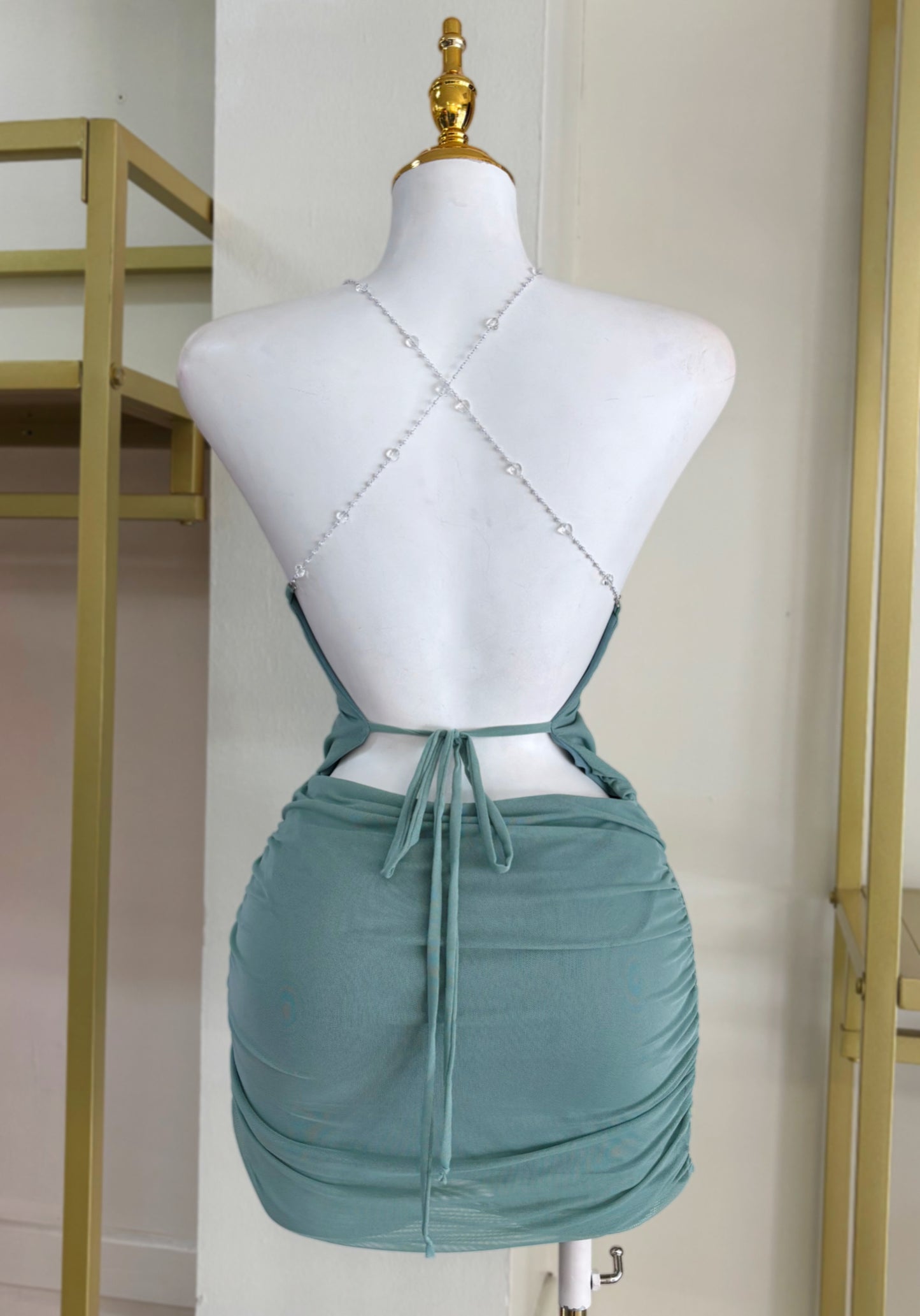 Asia Chain Detail Dress (Sage)