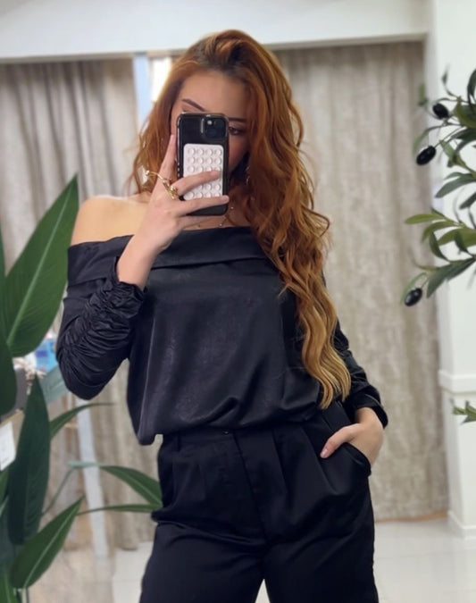 Leonor Off Shoulder Bodysuit (Negro)