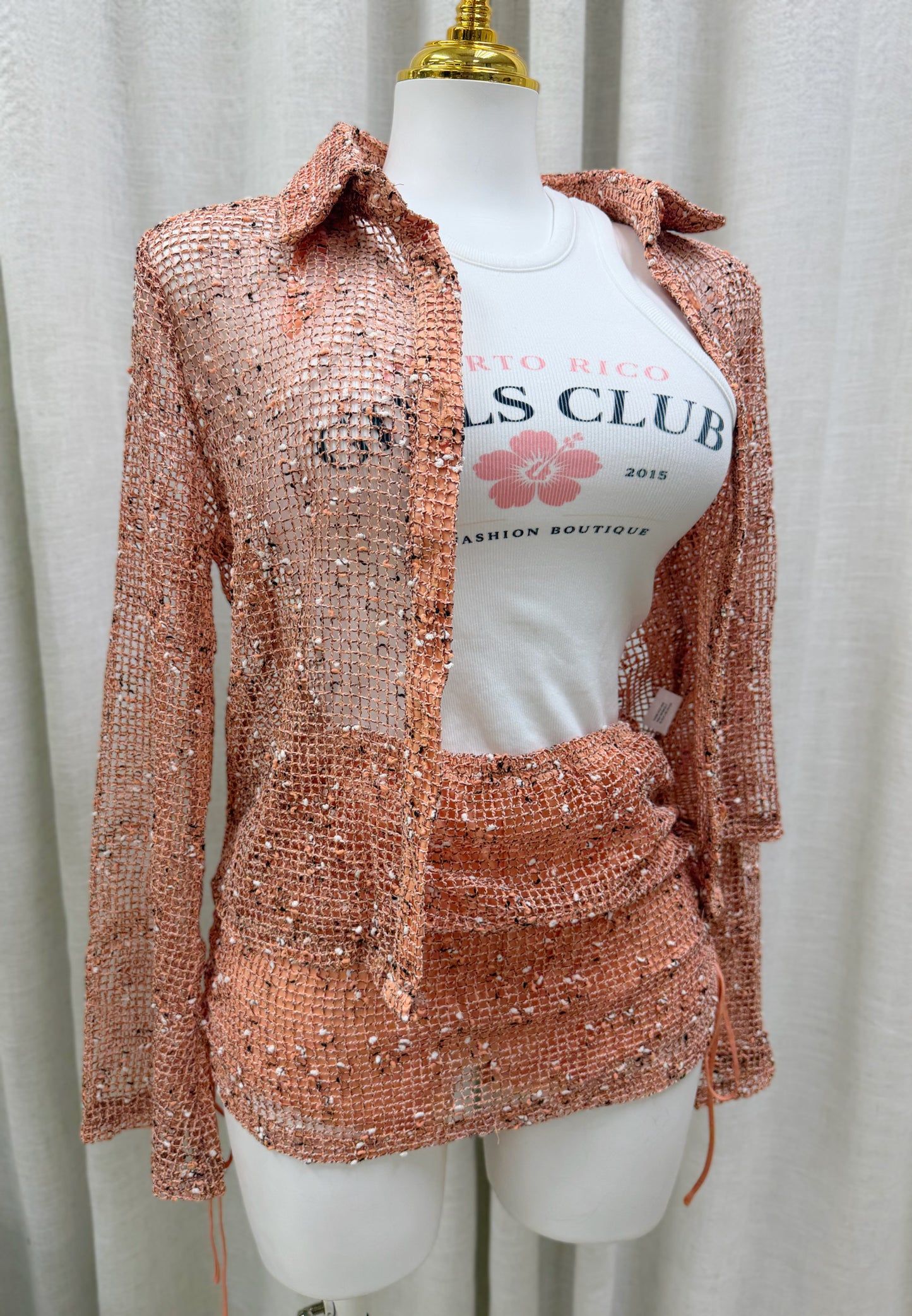 Lucia Mesh Skort Set (Peach)