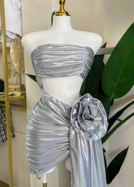 Valeria Metallic Flower Dress