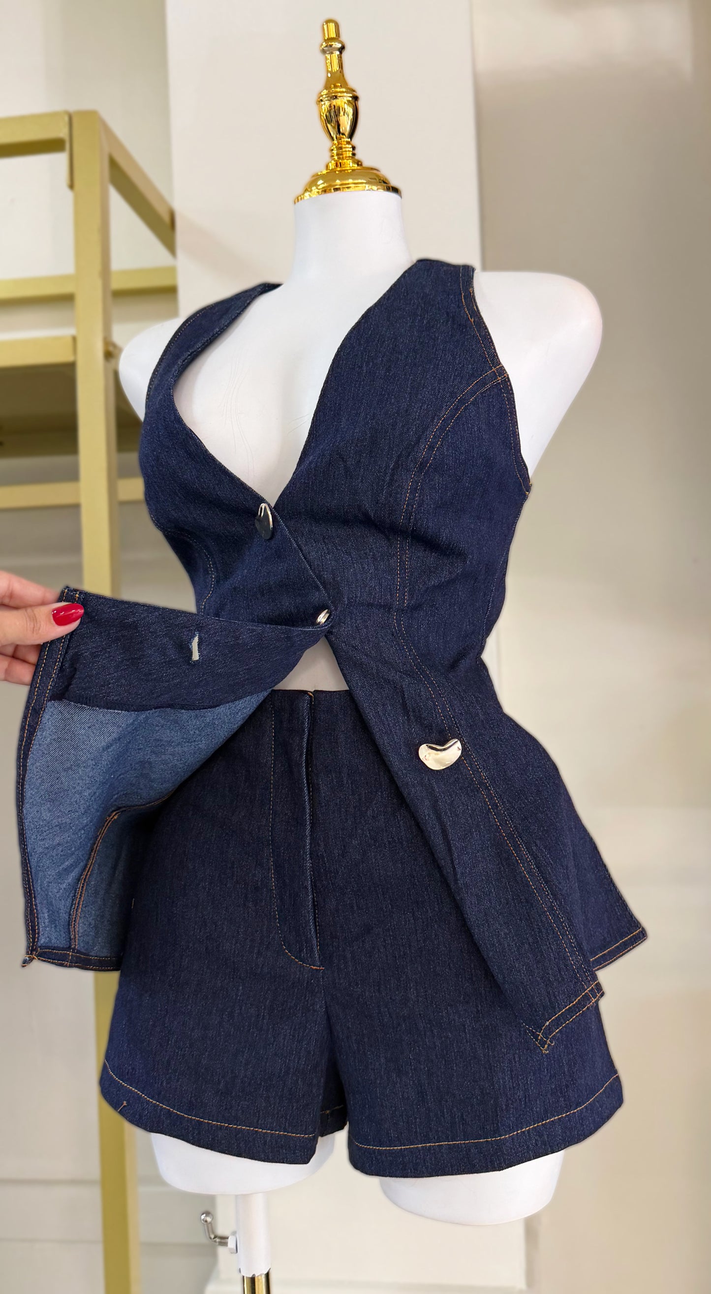 Kleísa Denim Romper (Stretch)