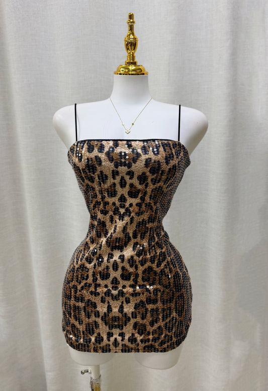 Lissa Leopard Sequin Mini Dress