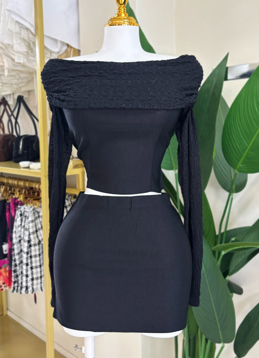 Paula Skirt Set (Negro)