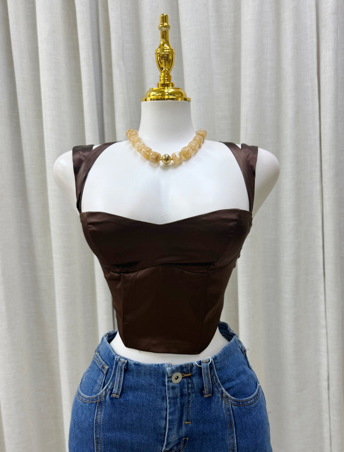 Darla Chocolate Satin Corset