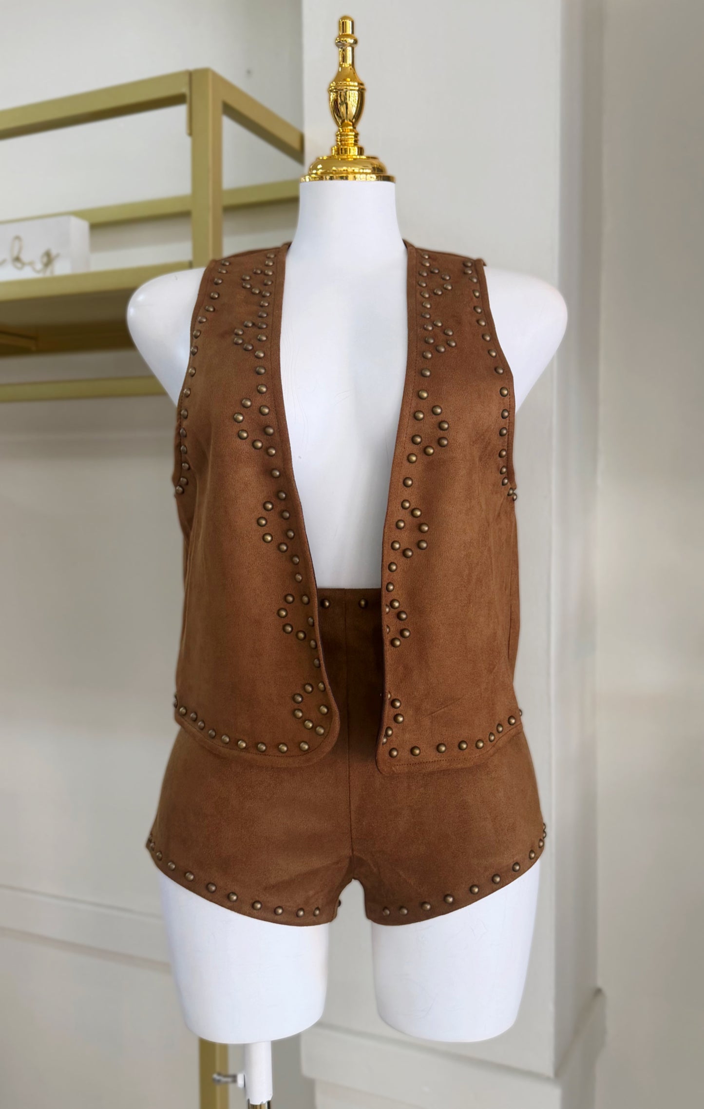 Emma Suede Short Set (Brown)