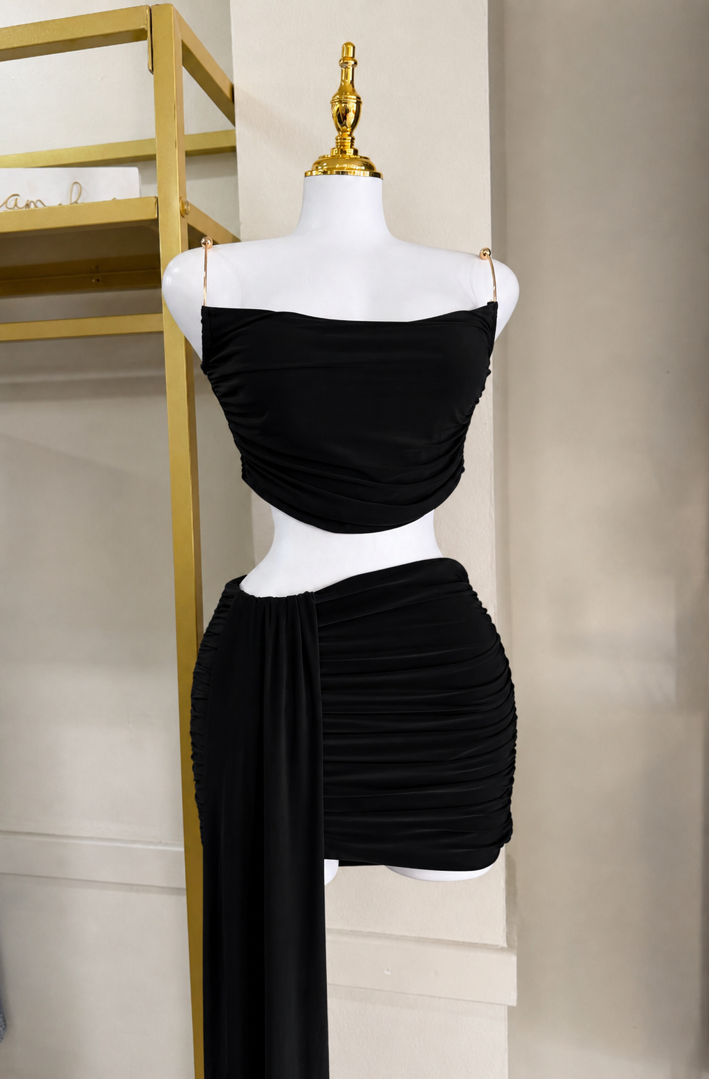 Zhamira Gold Detail Skirt Set (Black)