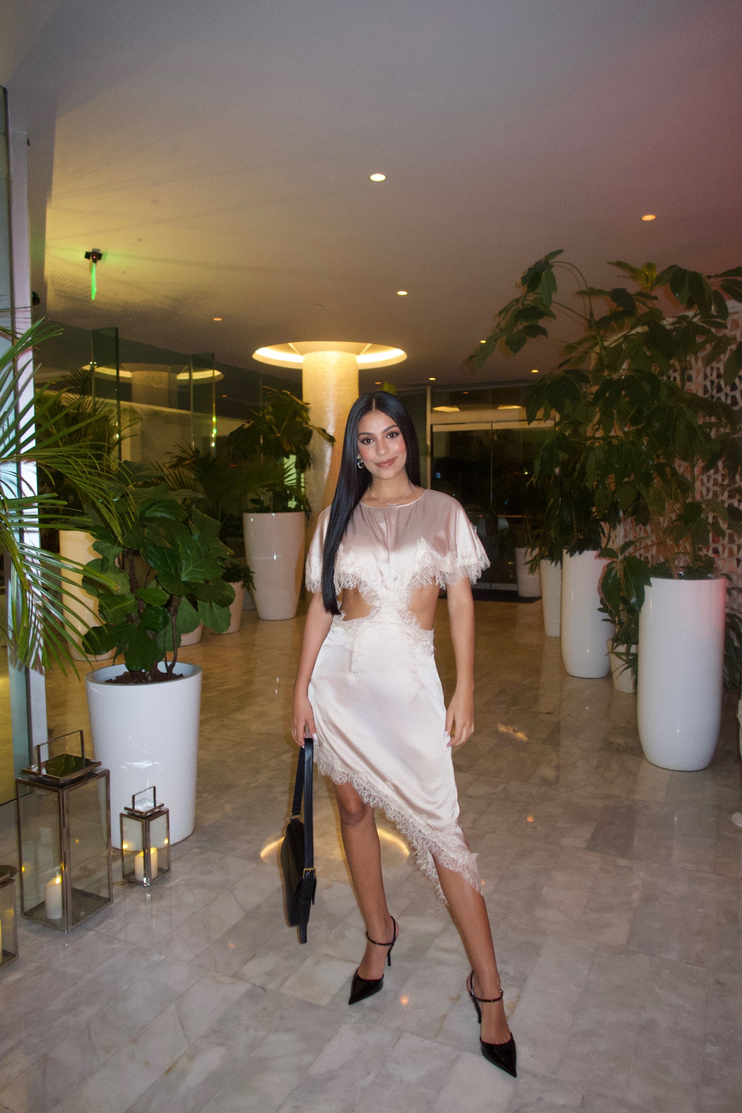 Charlotte Lace Satin Dress