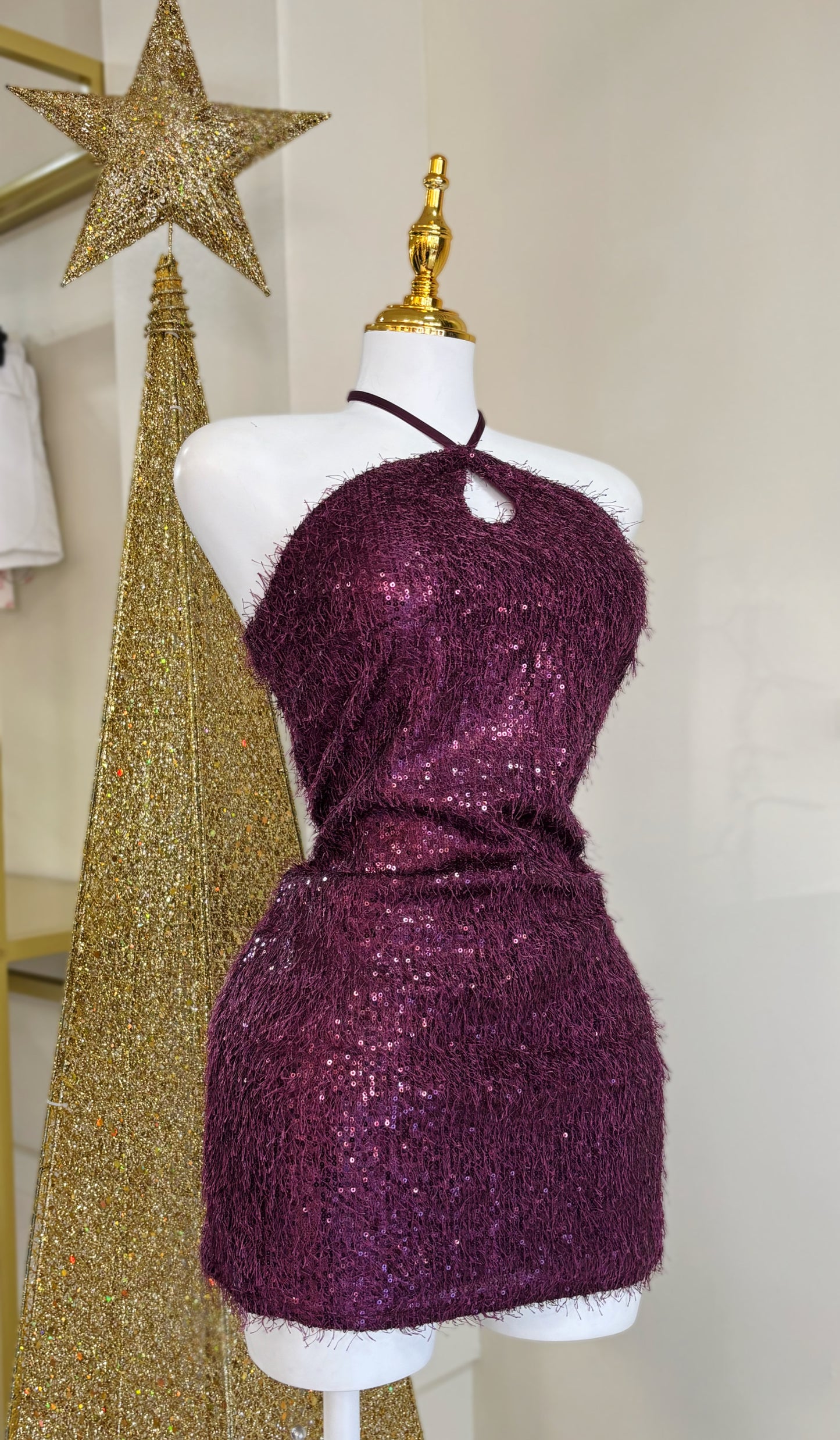 Paulina Sequin Fur Dress