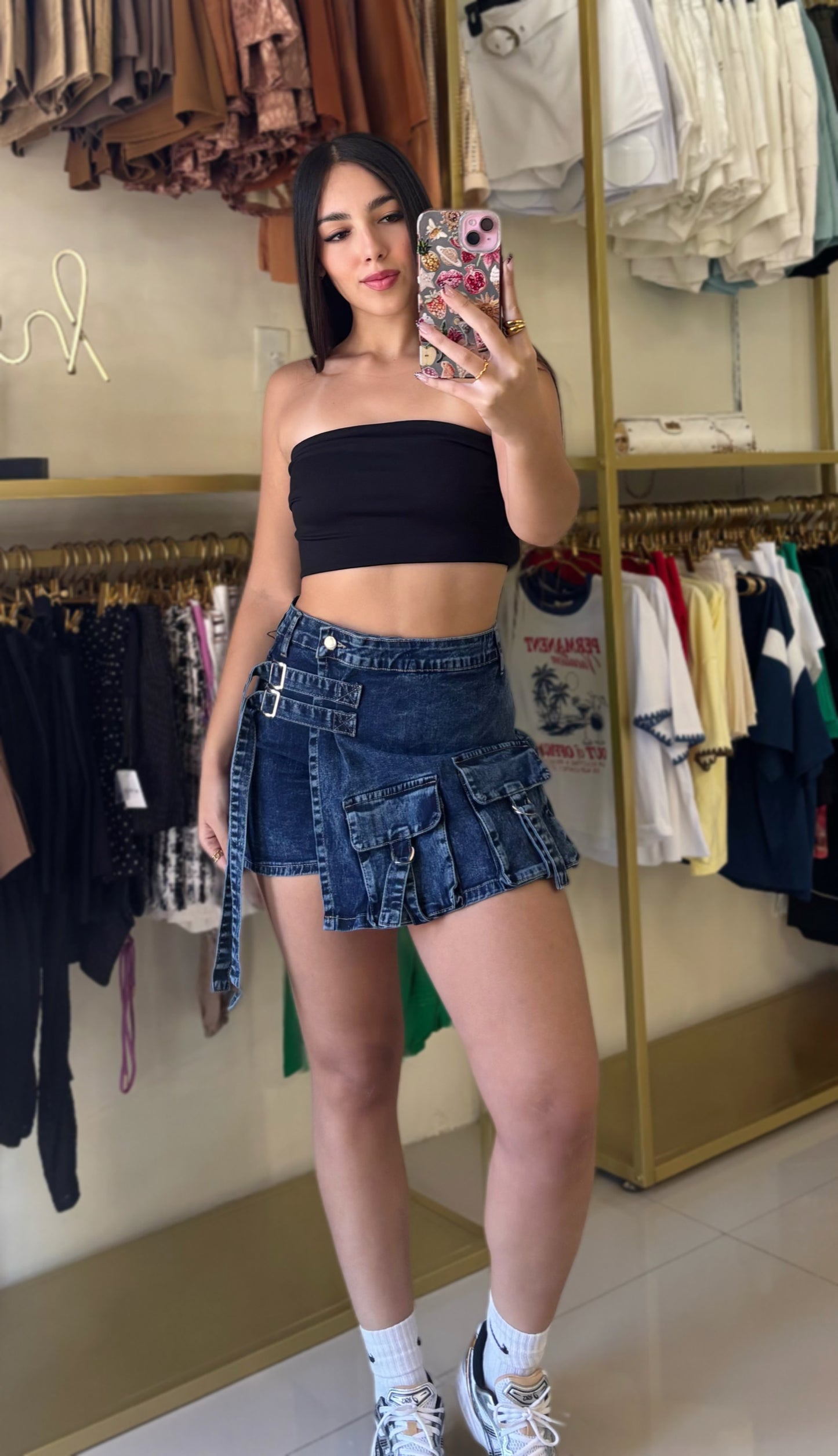 Amanda Denim Cargo Skort (Stretch)