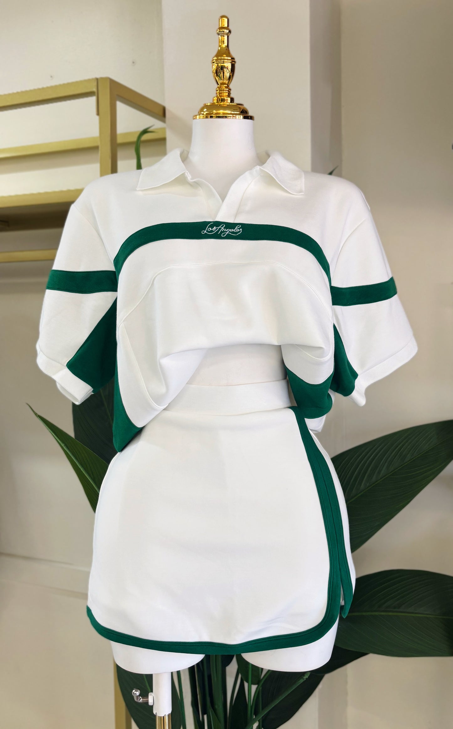 Camile Skort Set (White/Green)