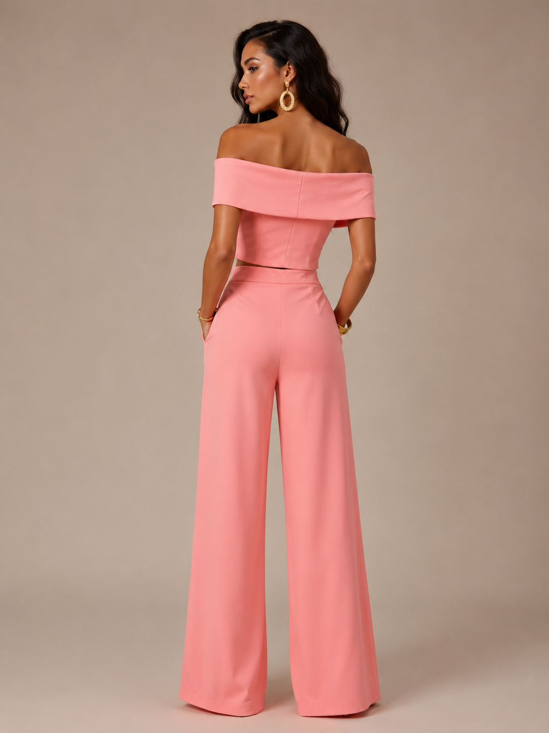 Elara Peach Pant Set