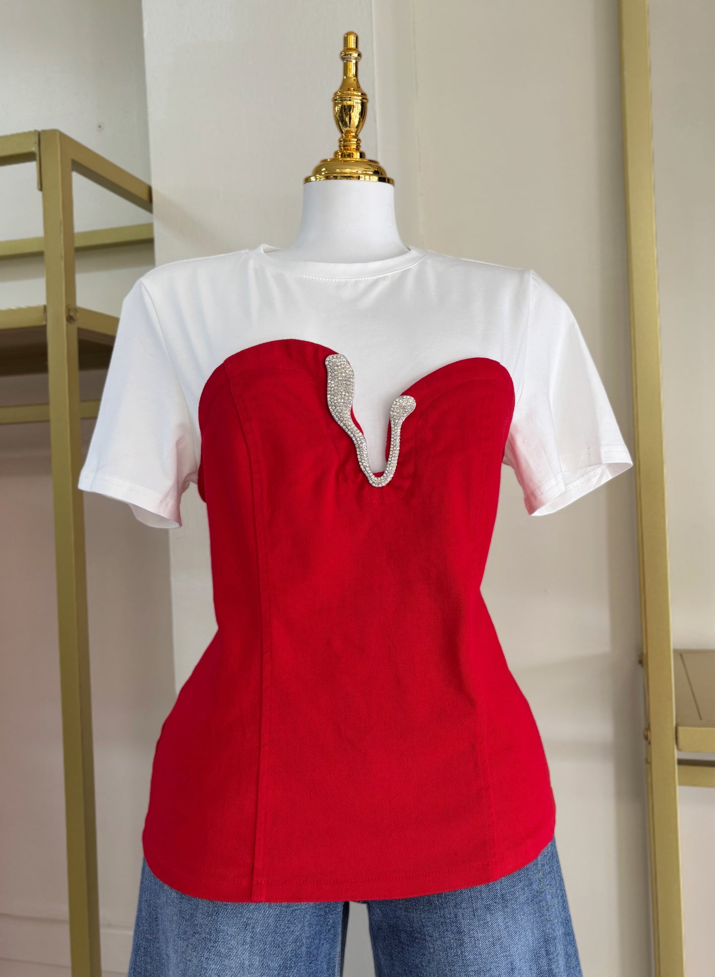 Valentina Red Detail Tshirt