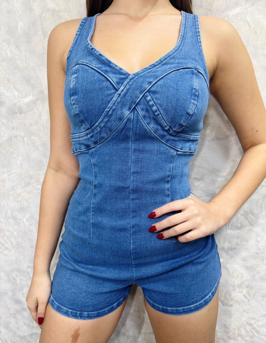 Amanda Denim  Romper