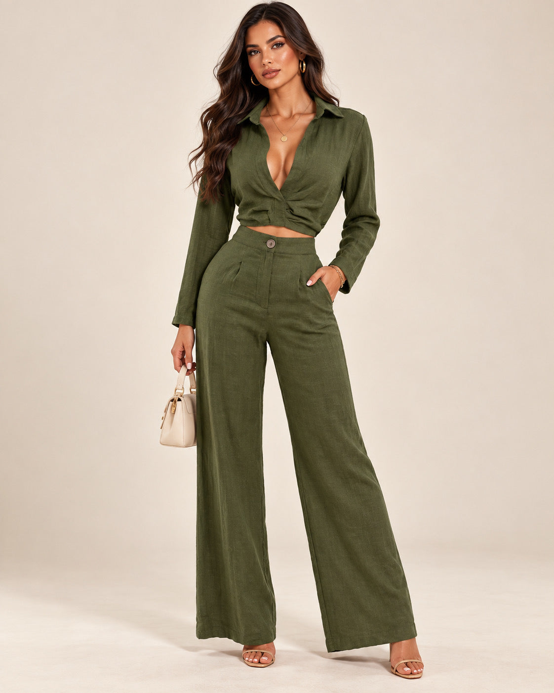 Hesia Linen Pant Set (No stretch)