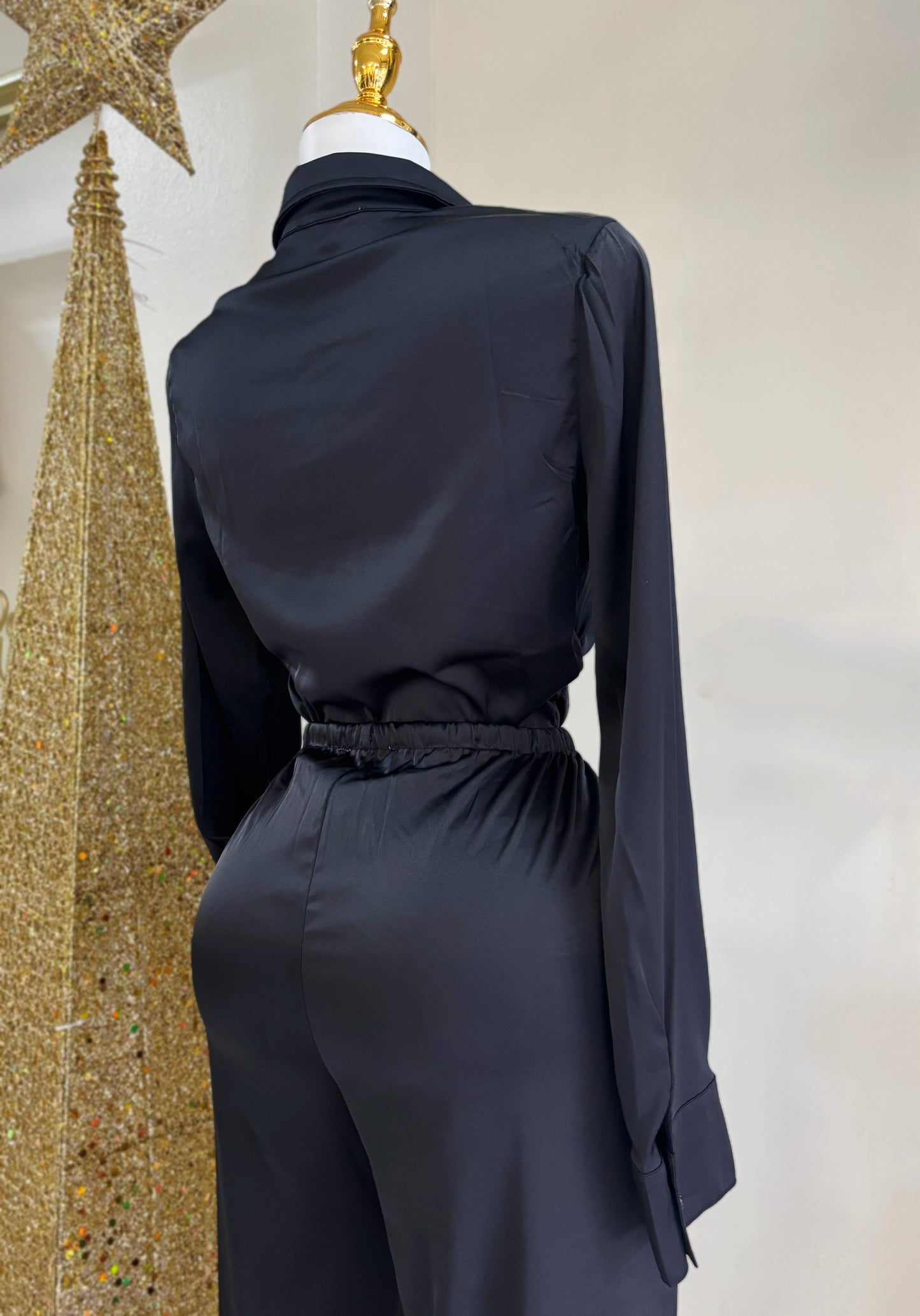 Elvira Satin Blouse (Black)