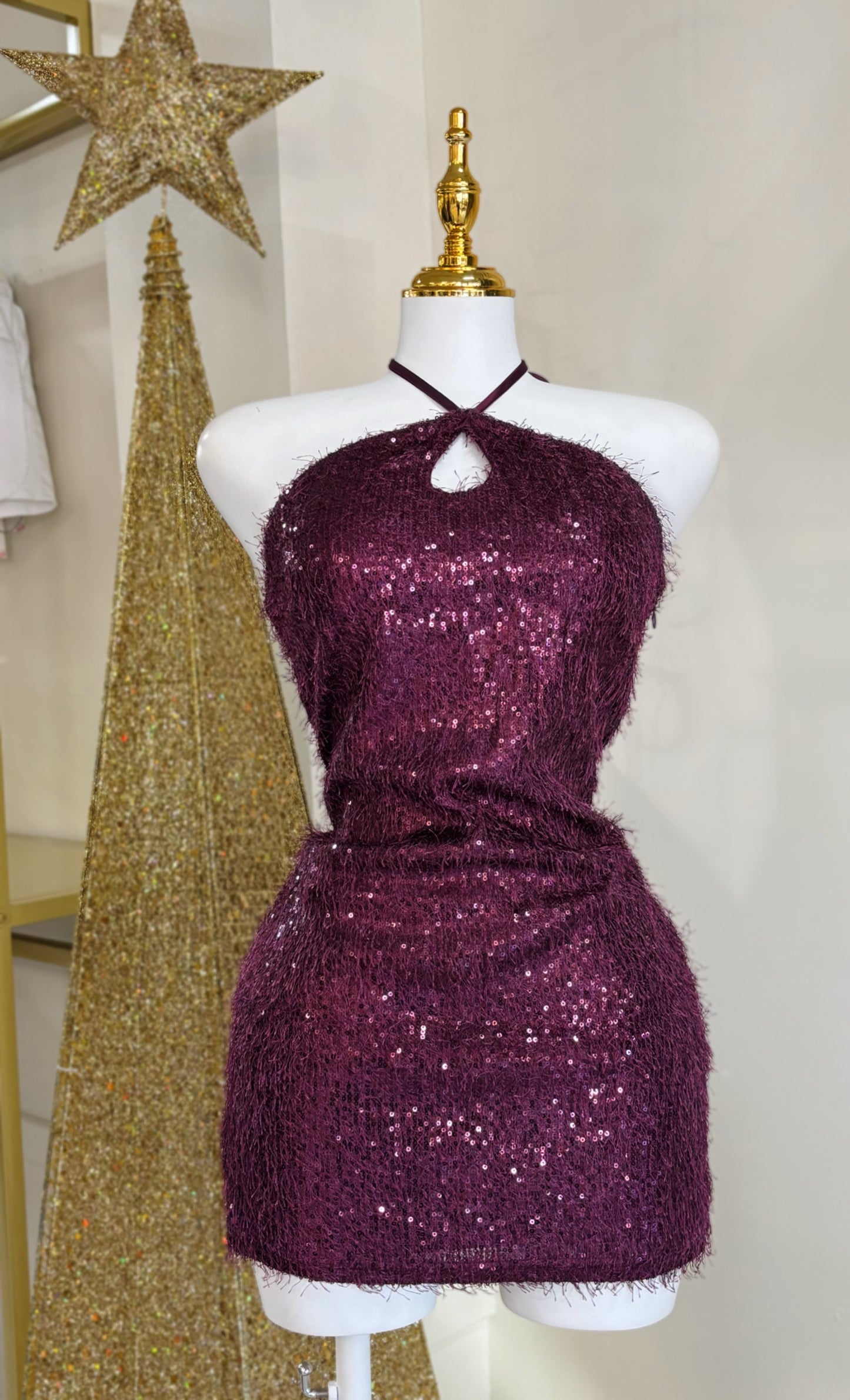 Paulina Sequin Fur Dress