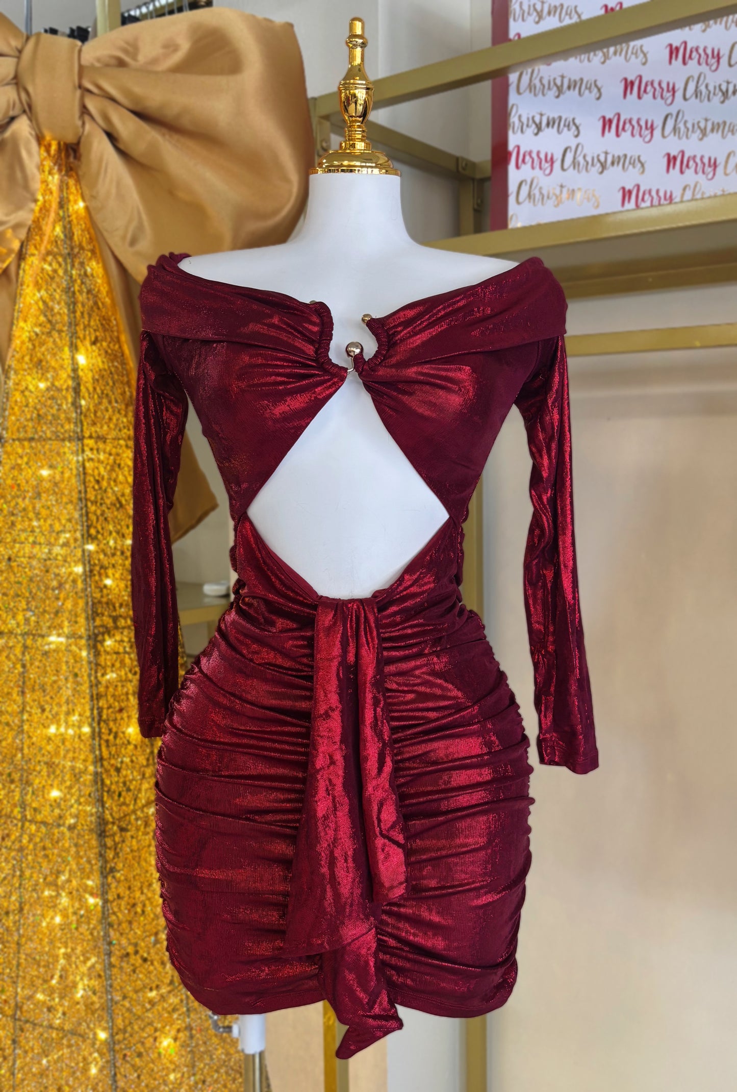 Kathia Metallic Dress (Red)