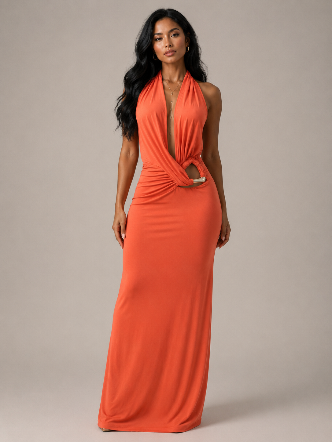 Gala Coral Maxi Dress